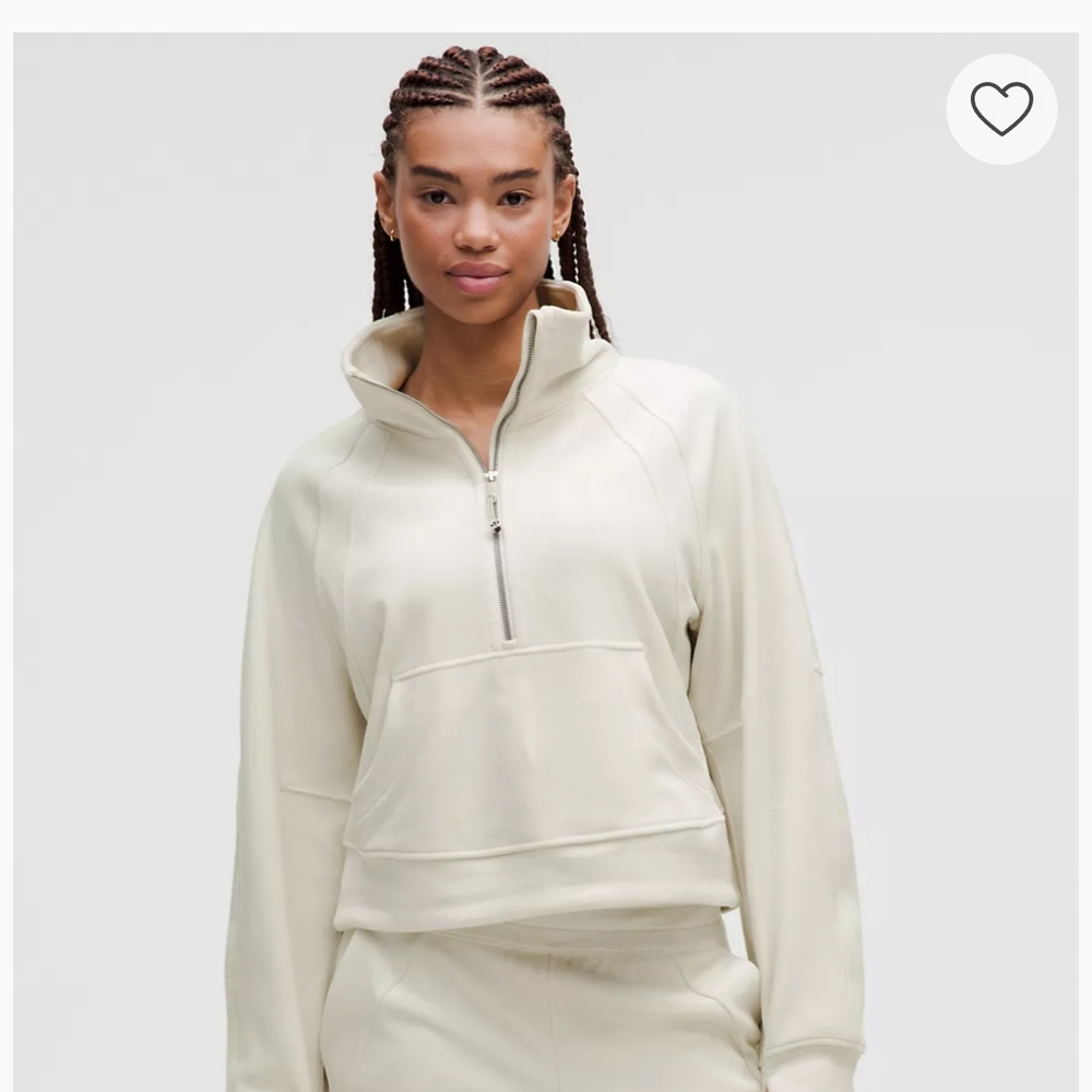 Cream Half-Zip Pullover Sweatshirt